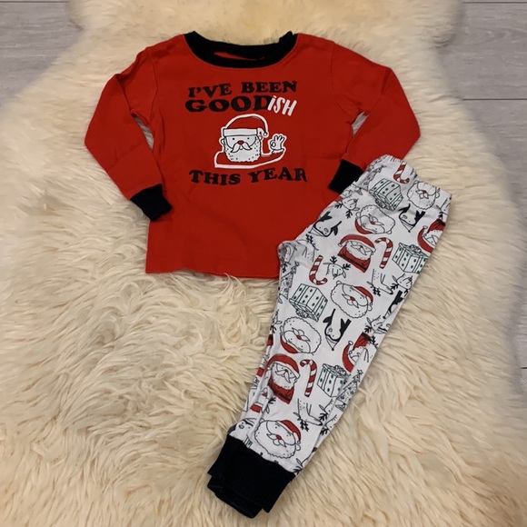 George White Stars Print Fitted Zipper & Carter’s Santa Red Print Pajamas 18-24M - Picture 6 of 12